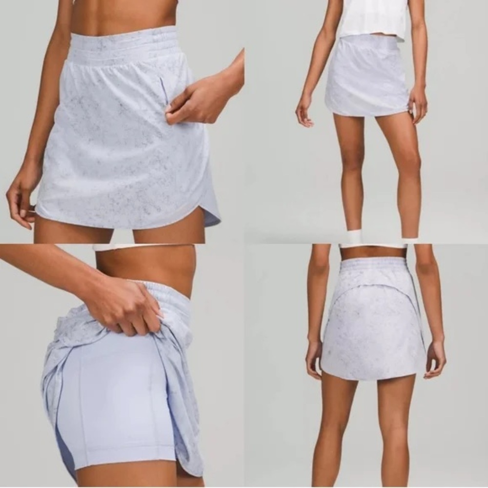 Lululemon Hotty Hot High Rise Skirt Skort Size 2 Light Blue Lycra Stretch EUC